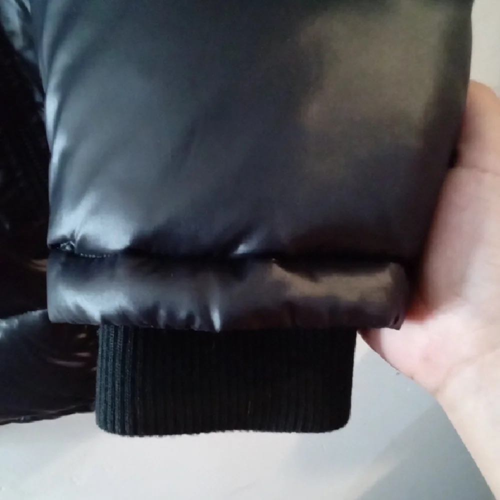 GUESS Black Puffer Coat with Deep Red Interior